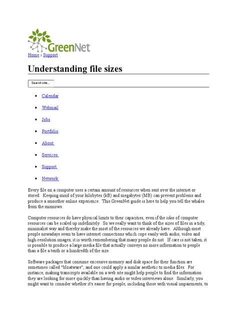 Understanding File Sizes Support Guide Pdf File Format Internet