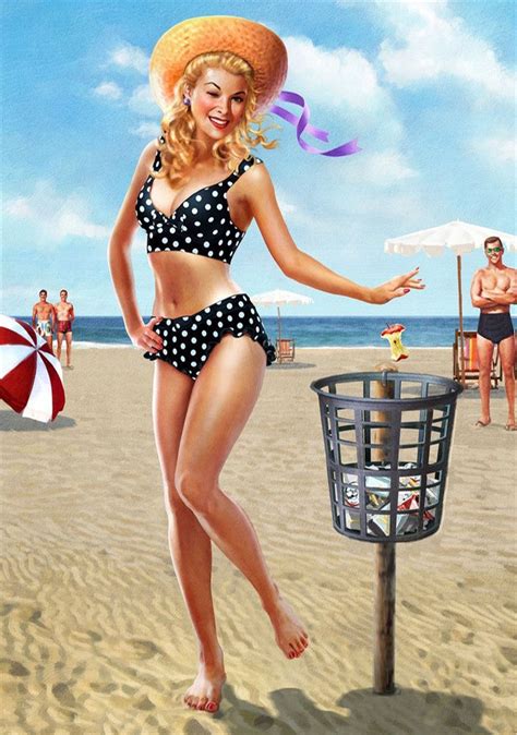 Buy Sexy Polka Dot Bikini Pin Up Girl Pop Map Poster Classic Vintage Retro
