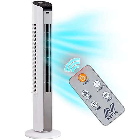 Netta 32 Inch Tower Fan With Remote Control Timer Quiet Cooling For