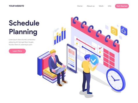 Schedule Planning Concept Flat Isometric Vector Illustration On White