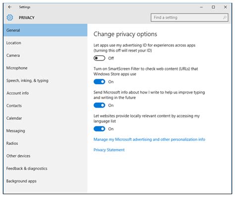 Customizing Windows 10 Privacy Settings Information Technology