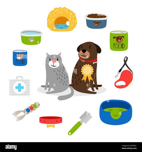 Cat And Dog Items Stuff For Cats And Dog Animal Store Vector Set