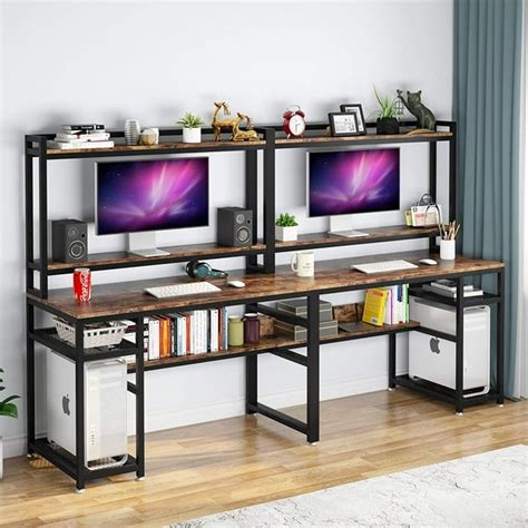 Tribesigns 945 Inch Extra Long Double Computer Desk With Hutch Large