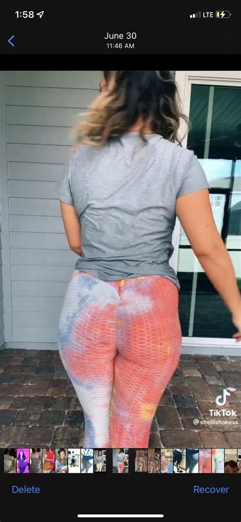 some pics of her fat jiggly ass from behind and camel toe🤫 r shellishakestik