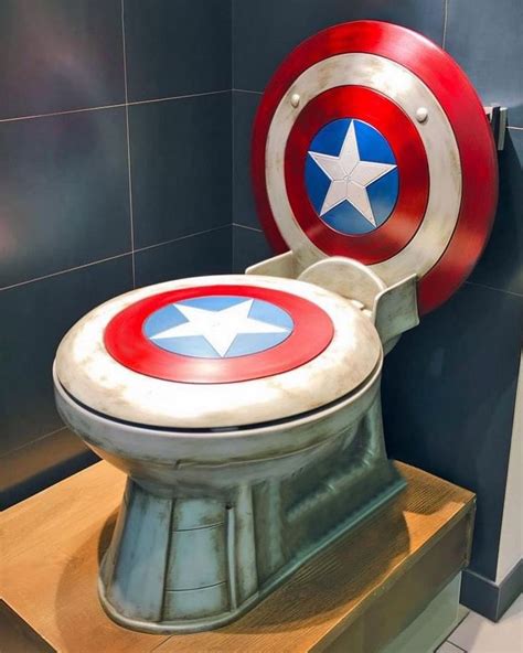 The Toilet Is Made To Look Like Captain America S Shield