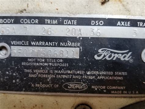 1965 Mustang Trim Tag Barn Finds