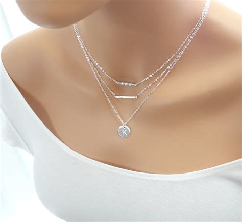personalized layered necklace layering necklaces in sterling silver or gold filled