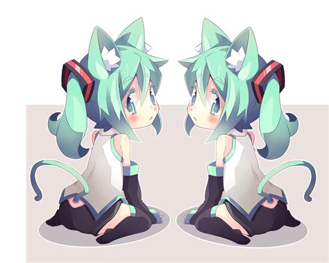 Girls Animal Ears Catgirl Hatsune Miku Shiitake Tail Vocaloid
