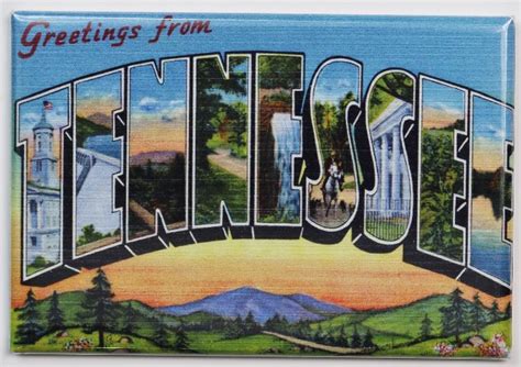 Greetings From Tennessee Postcard Fridge Magnet Nashville