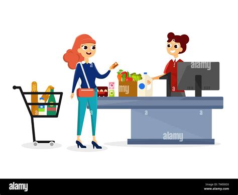 Cash Counter Supermarket Stock Vector Images Alamy