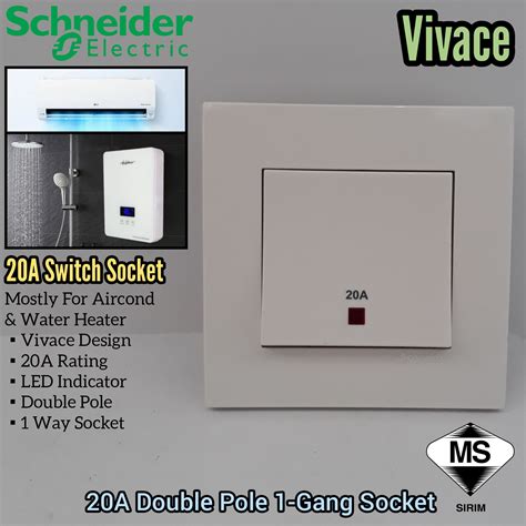 Schneider Vivace Double Pole 20a Switch 1 Gang Socket