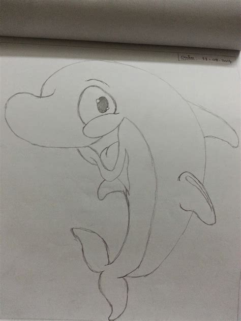 Pencil Drawing Of Very Cute Dolphin Beautiful Pencil