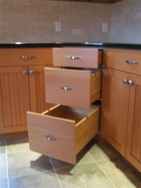 Beat those hard angles with smart kitchen pullout drawers [design: 45-Degree Corner Cabinet Options