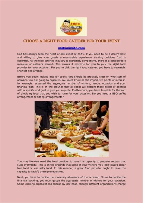 Choose A Right Food Caterer For Your Event