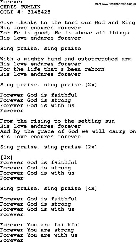 Most Popular Church Hymns and Songs: Forever - Lyrics, PPTX and PDF