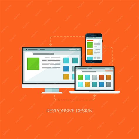 Premium Vector Responsive Design Flat Web Infographic Technology Concept