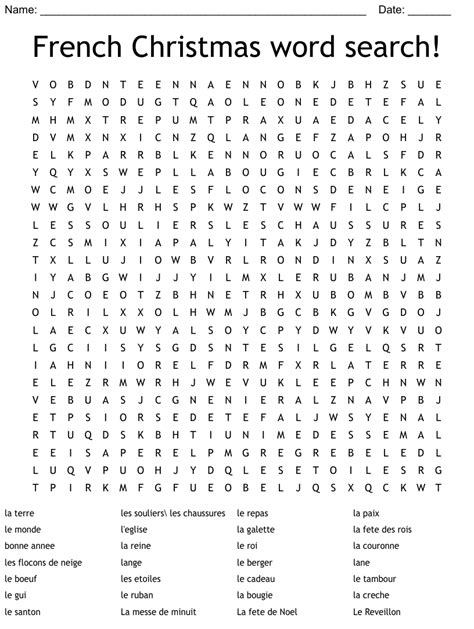 French Christmas Word Search Wordmint