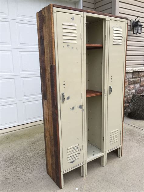 Repurposed Old Lockers With Wood From Pallets Vintage Lockers Vintage Industrial Furniture
