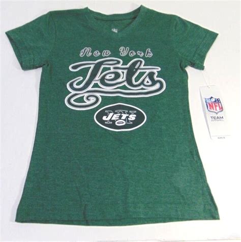 Girls Nfl New York Jets Green Short Sleeve V Neck Shirt Size S X