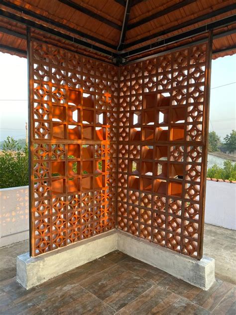 Terracotta Clay Jali Partition Wall Cladding Facade Surya Wall Panel