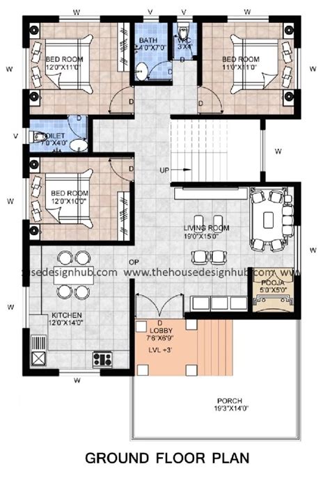 2 Bedroom House Plans Indian Style 1200 Sq Feet