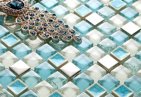 Crackle Glass Mosaic Tile Backsplash Cheap Stainless Steel Crystal