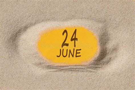 June 24 24th Day Of The Month Calendar Date Hole In Sand Yellow