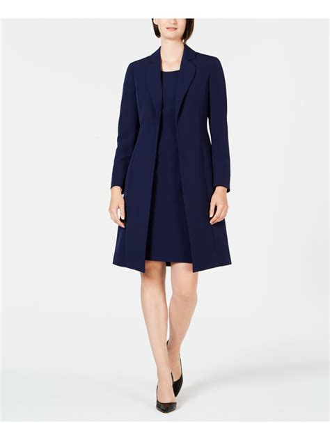 Le Suit Le Suit Womens Navy Long Sleeve Open Cardigan Knee Length