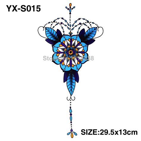 Yx S015 Blue Flower Sex Products Tattoo Big Size Body Art