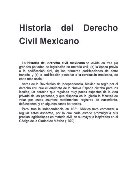 Historia Del Derecho Civil Mexicano Pdf Propiedad Derechos