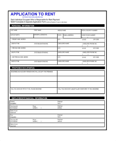 Free 10 Sample Apartment Application Forms In Pdf Ms Word