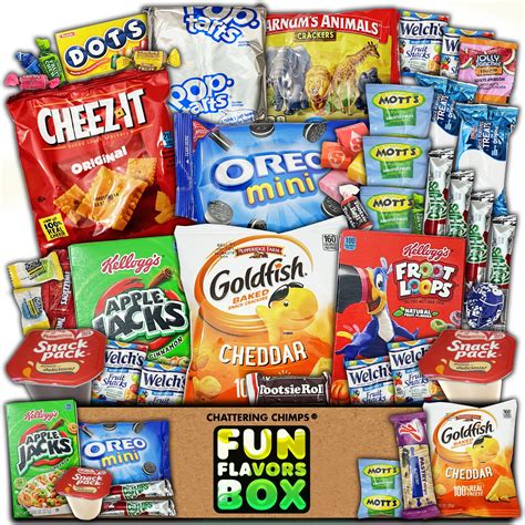 Fun Flavors Box Kids Lunchbox Snack Care Package 40 Snacks