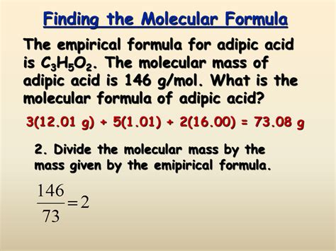 Percent Composition Empirical And Molecular Formulas Presentation