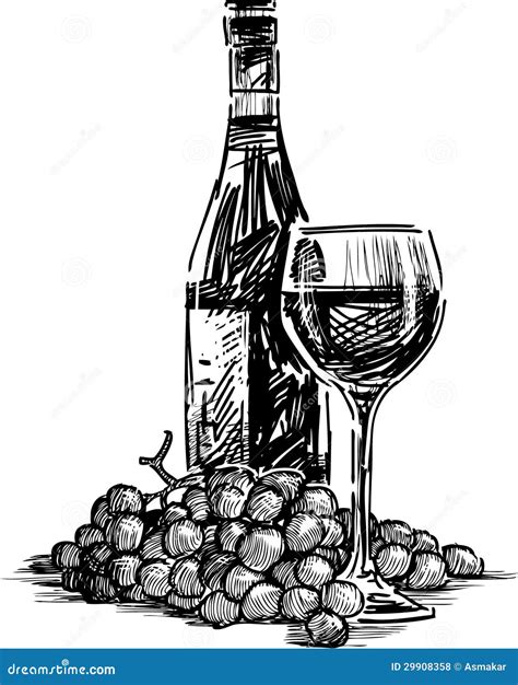 How To Draw A Wine Glass And Bottle Wine Bottle And Glass Contour