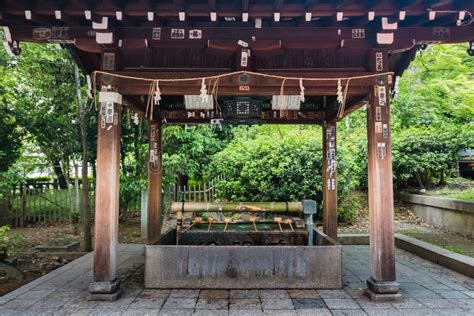 Purification Fountain At The Entrance Of Yasaka Jinja Shrine Editorial