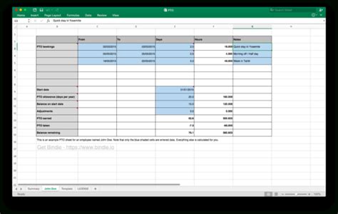 Paid Time Off Accrual Spreadsheet Inside Free Time Off Tracker Bindle
