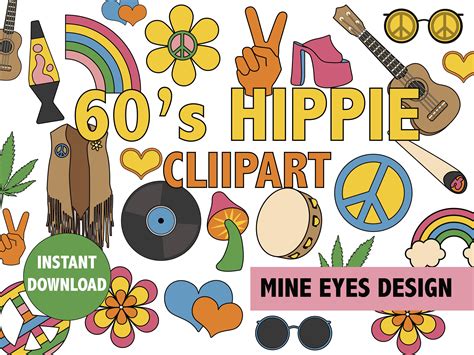 60s Hippie Clipart Retro Sixties Clip Art Images Etsy