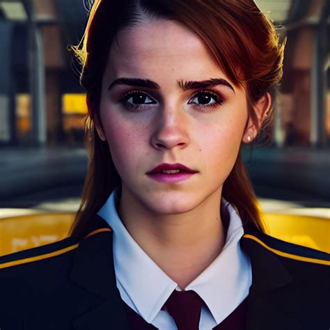 Emma Watson Beautifull Face School Uniform Train Midjourney Openart