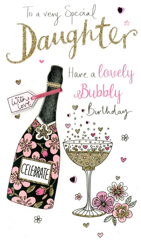 Very Special Daughter Birthday Greeting Card Hand Finished Champagne