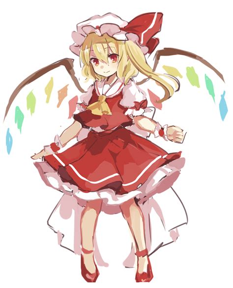 safebooru 1girl blonde hair boots bow bowtie eyebrows visible through hair flandre scarlet