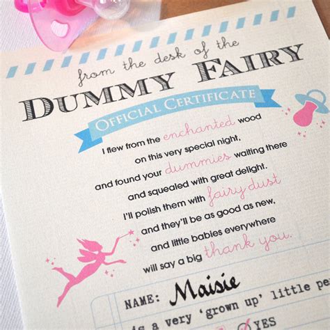 personalised dummy fairy certificate  eskimo kiss