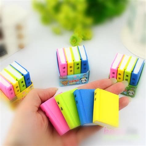 Min Order 5 Mixed Candy Color Book Shape Learn Chinese Eraser