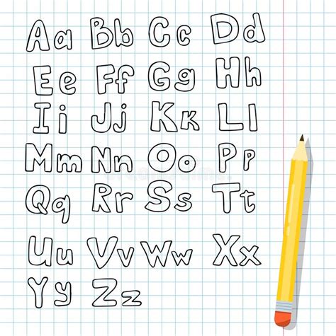 Vector Handwritten Font Sketch With The English Alphabet Isolated