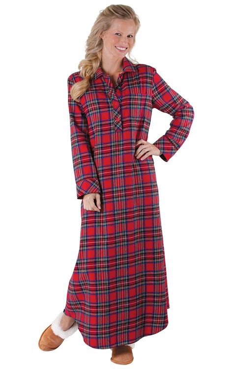 Stewart Plaid Flannel Nighty In Womens Flannel Pajamas Pajamas For Women Flannel Women