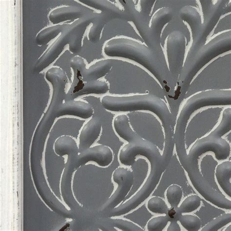 Stratton Home Decor Metal Embossed Panel Wall Decor In Distressed White