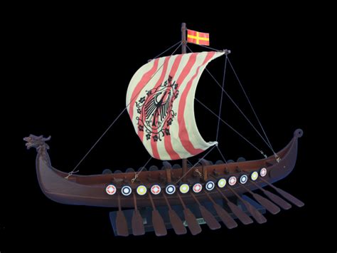 Buy Wooden Viking Drakkar With Embroidered Raven Limited Model Boat