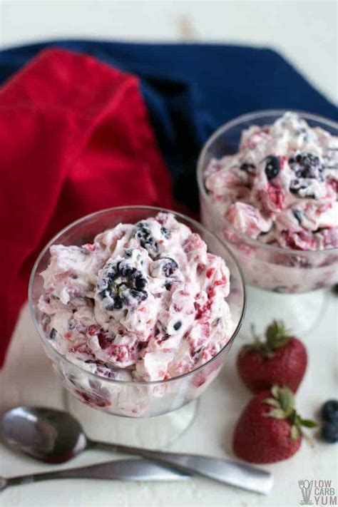 Red White And Blue Cheesecake Salad Dessert Low Carb Yum
