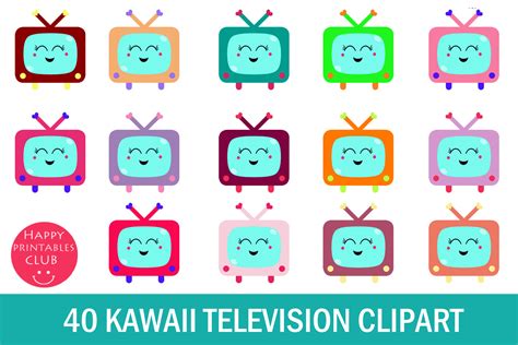 Kawaii Television Clipart Cute Tv Grafik Von Happy Printables Club
