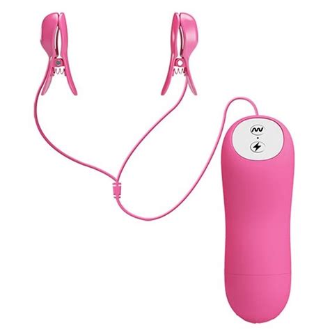 Romantic Wave Electro Shock Vibrating Nipple Clamps Rose Sex Toys