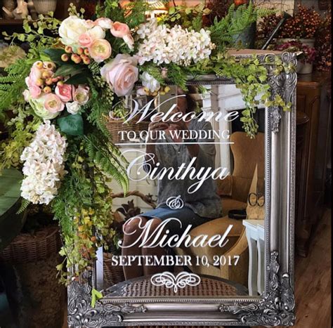 Wedding Welcome Decal Sign Mirror Decal Diy Flourish Heart Etsy